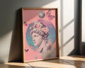 Modern Pop Art | Pink Greek Statue  Print | Surreal Butterfly Collage Poster wall art print, modern home decor, unframed artwork by Nomad & Nest