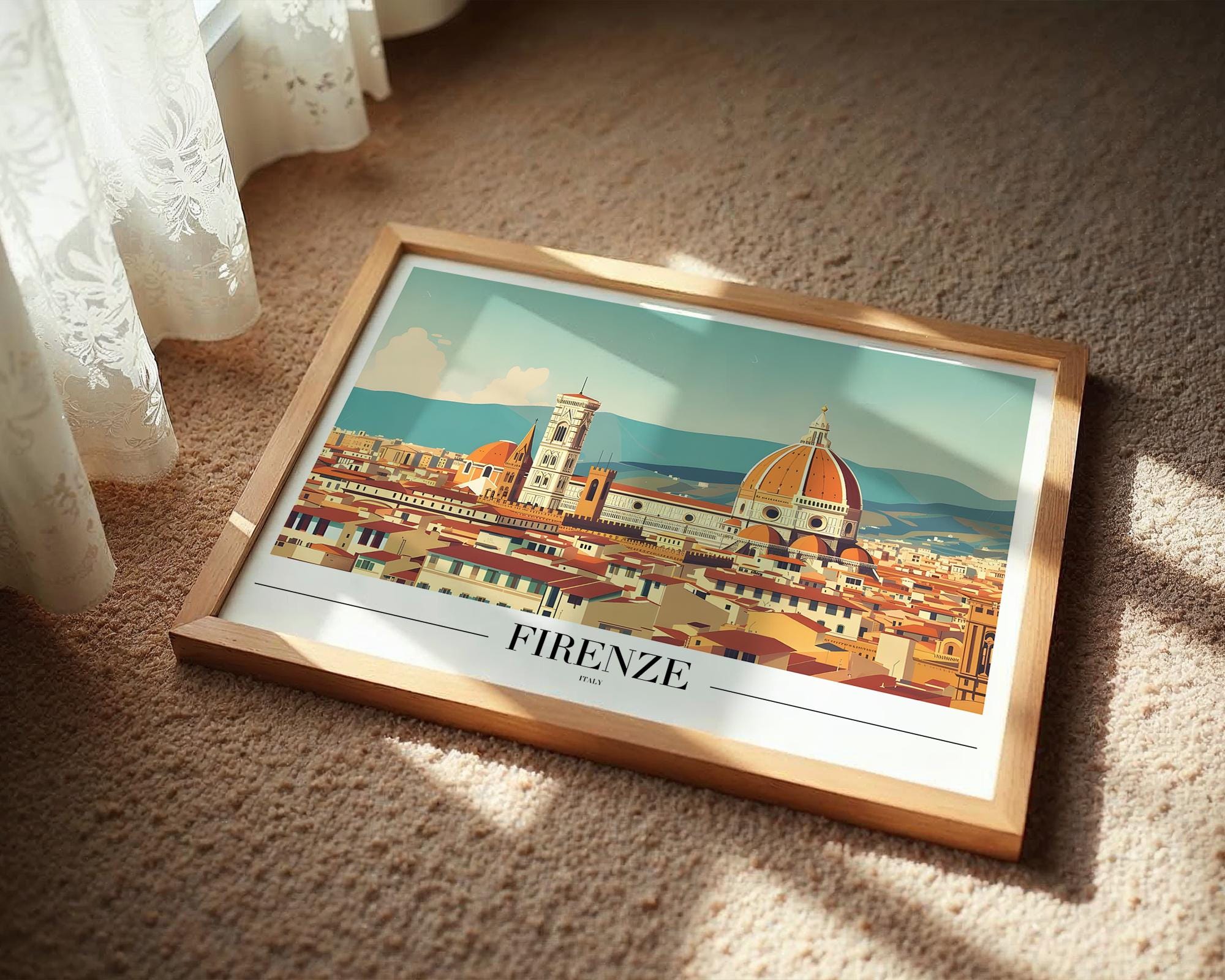 Florence Cathedral Travel Poster | Vintage Tuscan Wall Art Print wall art print, modern home decor, unframed artwork by Nomad & Nest