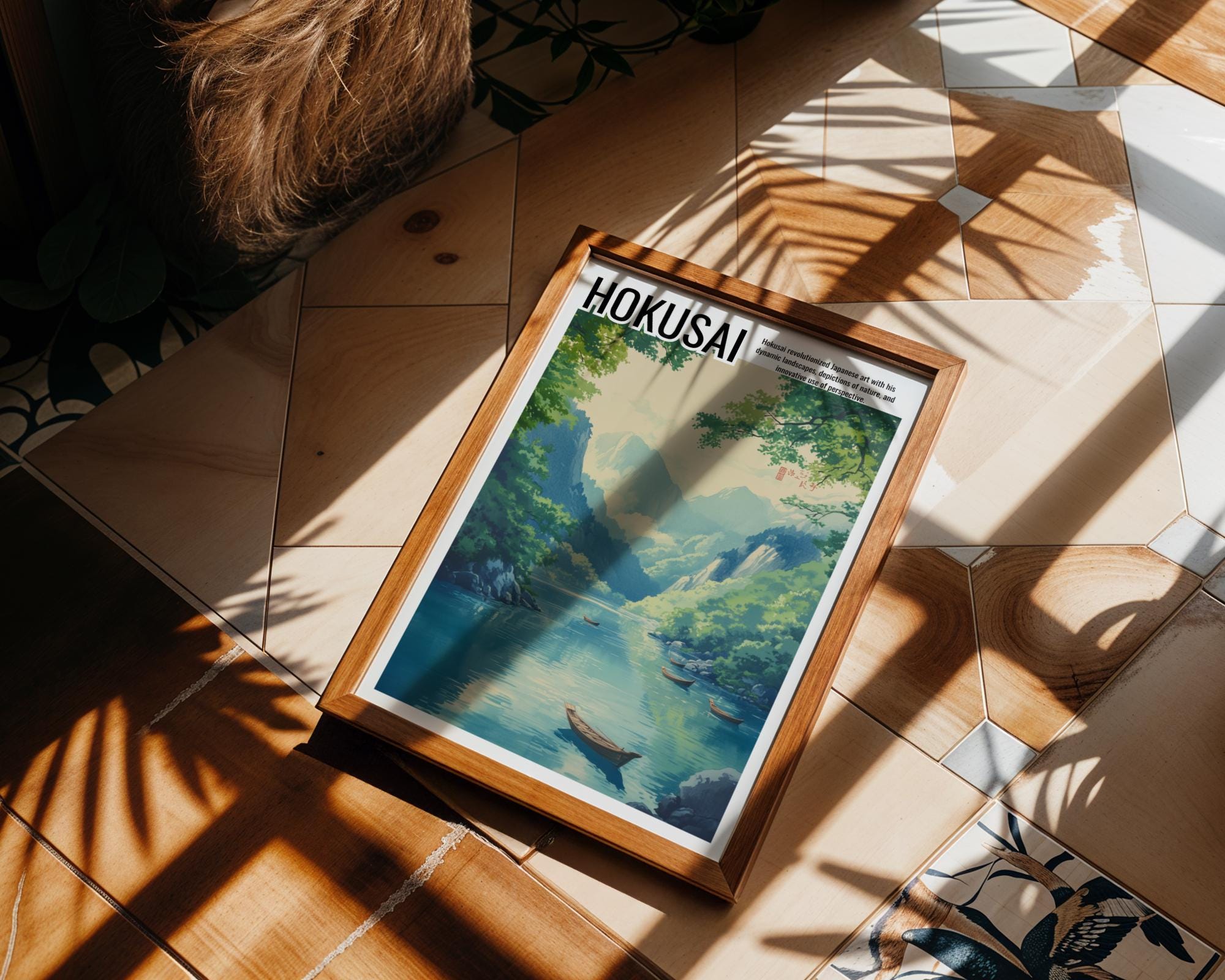 Japanese Poster | Hokusai Inspired  River Art Print – Tranquil Landscape wall art print, modern home decor, unframed artwork by Nomad & Nest