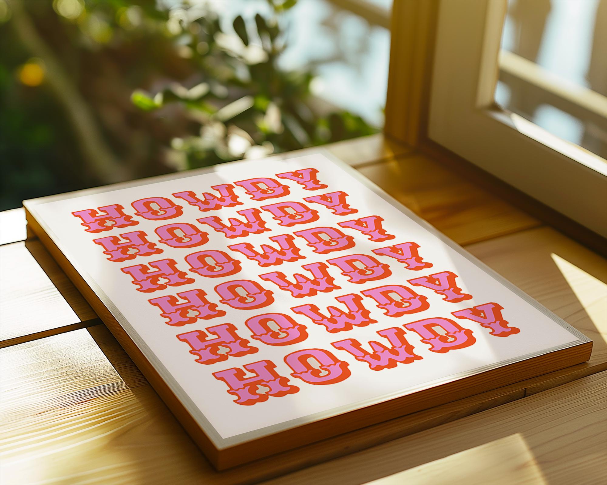 Retro "Howdy" Art Print | Western Graphic Home Decor wall art print, modern home decor, unframed artwork by Nomad & Nest