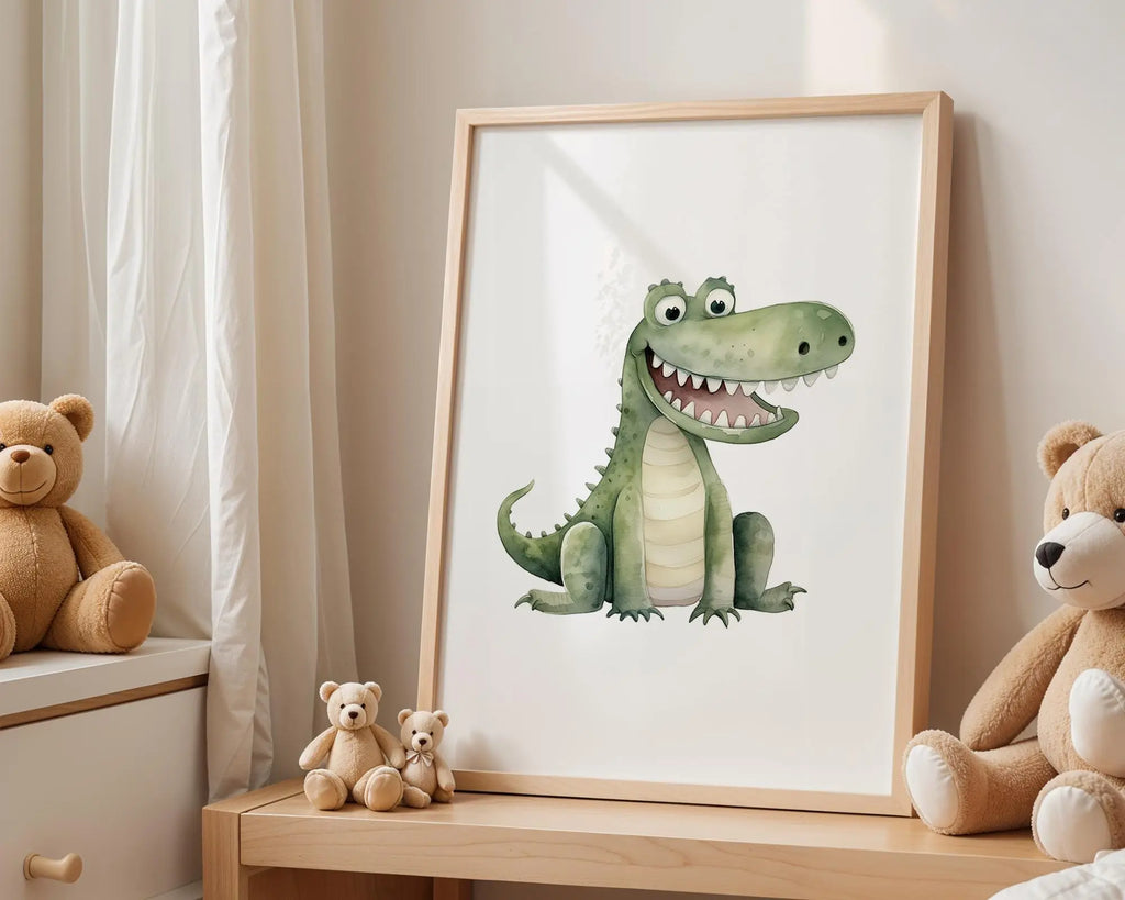 Playroom Ideas | Crocodile Nursery Wall Art | Jungle Animal Baby Print wall art print, modern home decor, unframed artwork by Nomad & Nest