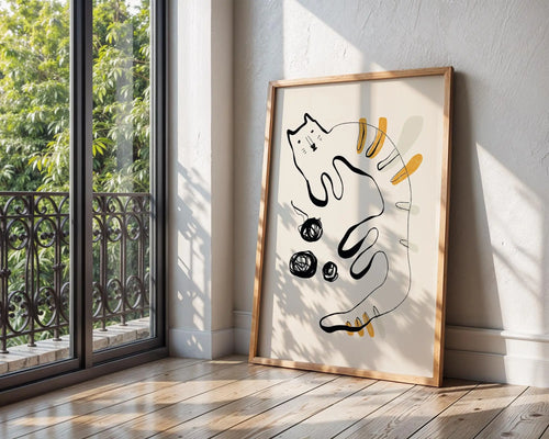 Abstract Cat Line Art Print | Minimalist Feline Illustration wall art print, modern home decor, unframed artwork by Nomad & Nest