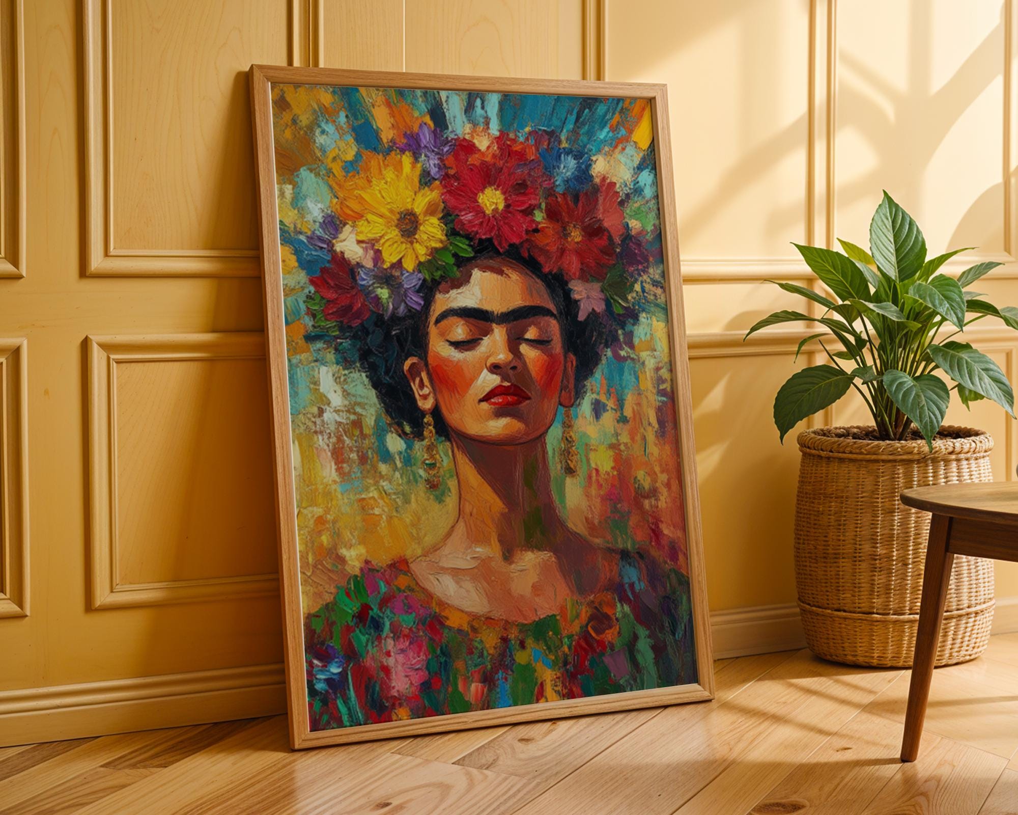 Frida Kahlo Floral Portrait Print | Vibrant Impressionist Wall Art wall art print, modern home decor, unframed artwork by Nomad & Nest