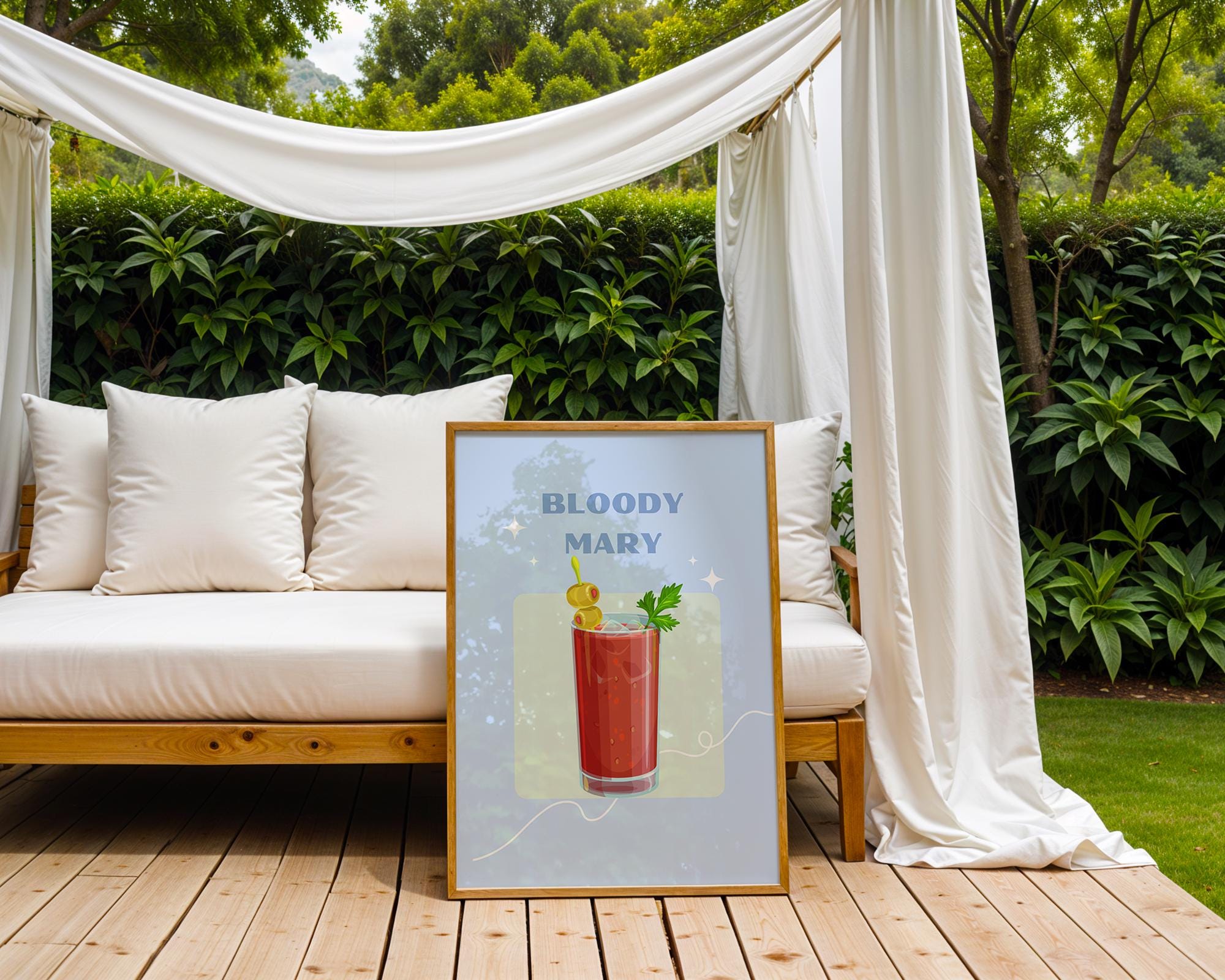Retro Bloody Mary Cocktail Print | Classic Bar Cart Illustration wall art print, modern home decor, unframed artwork by Nomad & Nest