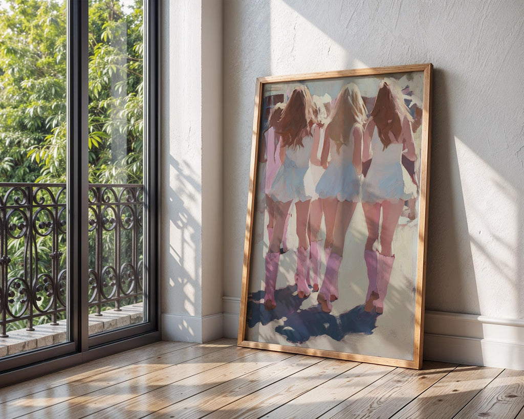 Pink Cowgirl Boots Oil Painting | Barbiecore Coastal Fashion Print wall art print, modern home decor, unframed artwork by Nomad & Nest