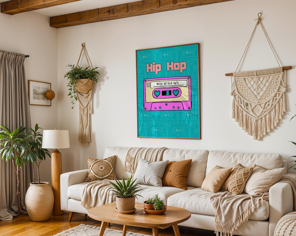 Modern Pop Art | 90s Hip Hop Cassette Tape Print | Retro Music wall art print, modern home decor, unframed artwork by Nomad & Nest