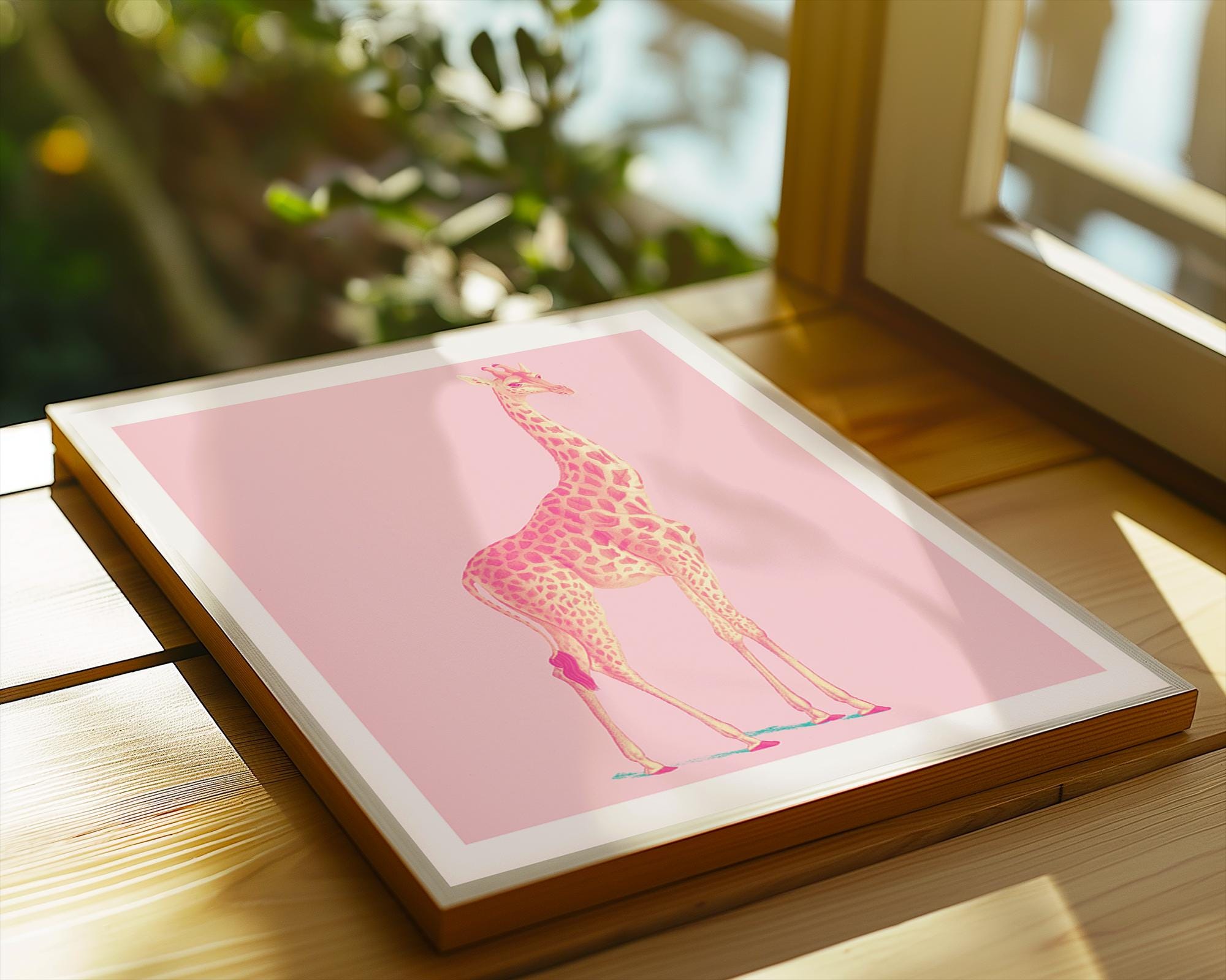 Pink Giraffe Print | Modern Animal Wall Art wall art print, modern home decor, unframed artwork by Nomad & Nest