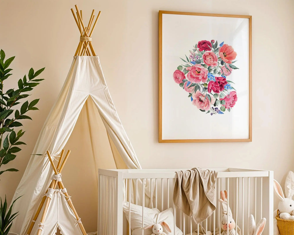 Playroom Ideas | Blush Floral Nursery Wall Art | Botanical Garden Print wall art print, modern home decor, unframed artwork by Nomad & Nest
