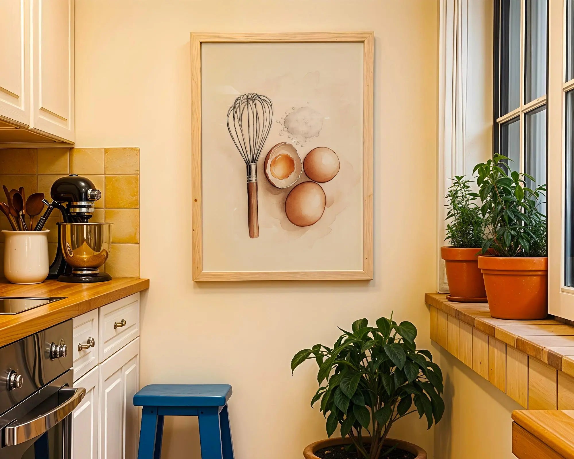 Whisk and Eggs Kitchen Print | Minimalist Watercolor Art wall art print, modern home decor, unframed artwork by Nomad & Nest