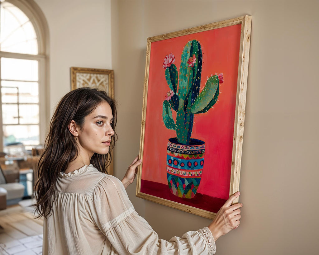 Modern Pop Art | Boho Cactus Print | Colorful Potted Plant, Southwestern wall art print, modern home decor, unframed artwork by Nomad & Nest