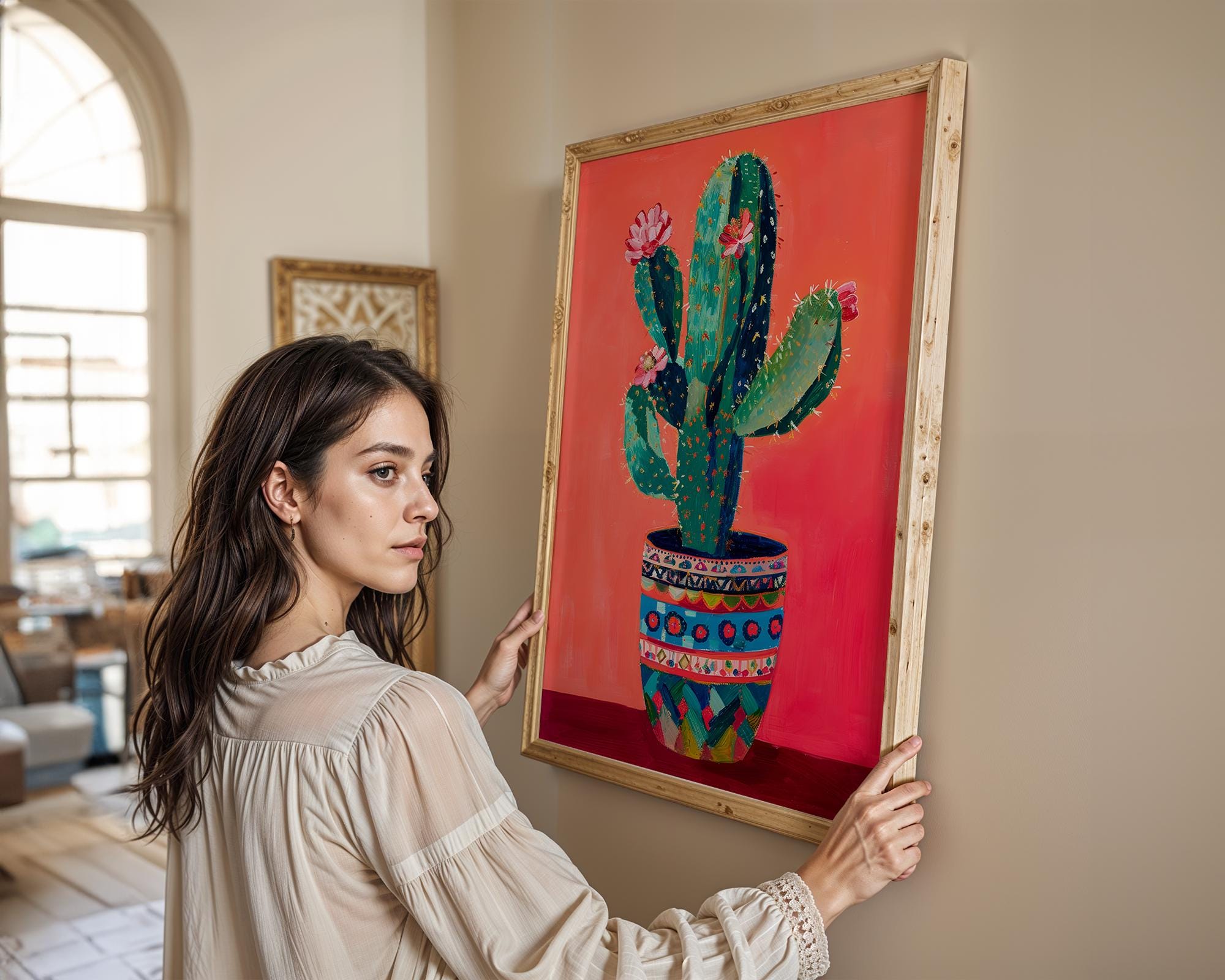 Modern Pop Art | Boho Cactus Print | Colorful Potted Plant, Southwestern wall art print, modern home decor, unframed artwork by Nomad & Nest