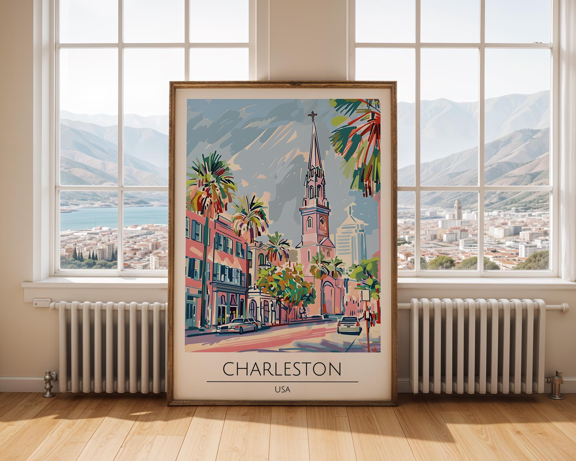 Charleston South Carolina Art Print | Pastel Southern Travel Poster wall art print, modern home decor, unframed artwork by Nomad & Nest
