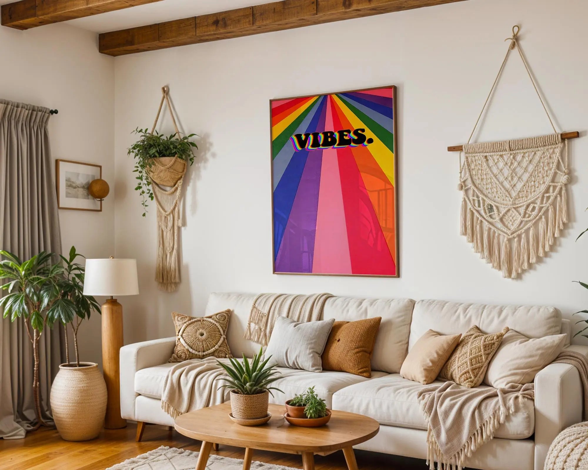 Modern Pop Art | Retro Rainbow VIBES  Print | Colorful Typography Poster wall art print, modern home decor, unframed artwork by Nomad & Nest