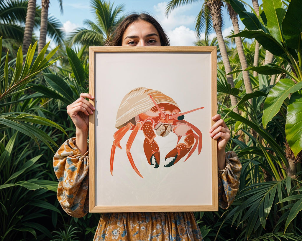 Hermit Crab Wall Art | Coastal Print, Marine Life Poster wall art print, modern home decor, unframed artwork by Nomad & Nest
