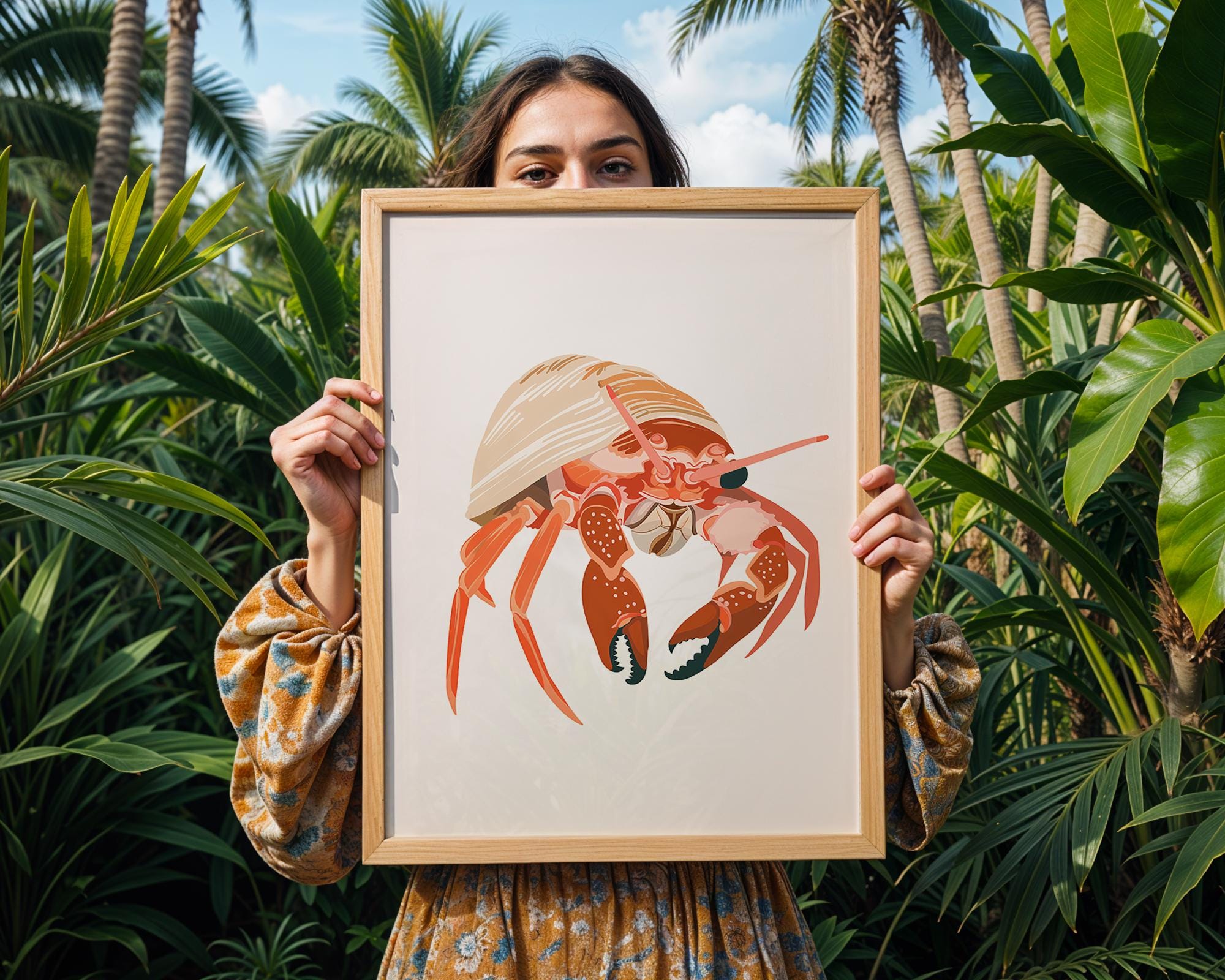 Hermit Crab Wall Art | Coastal Print, Marine Life Poster wall art print, modern home decor, unframed artwork by Nomad & Nest