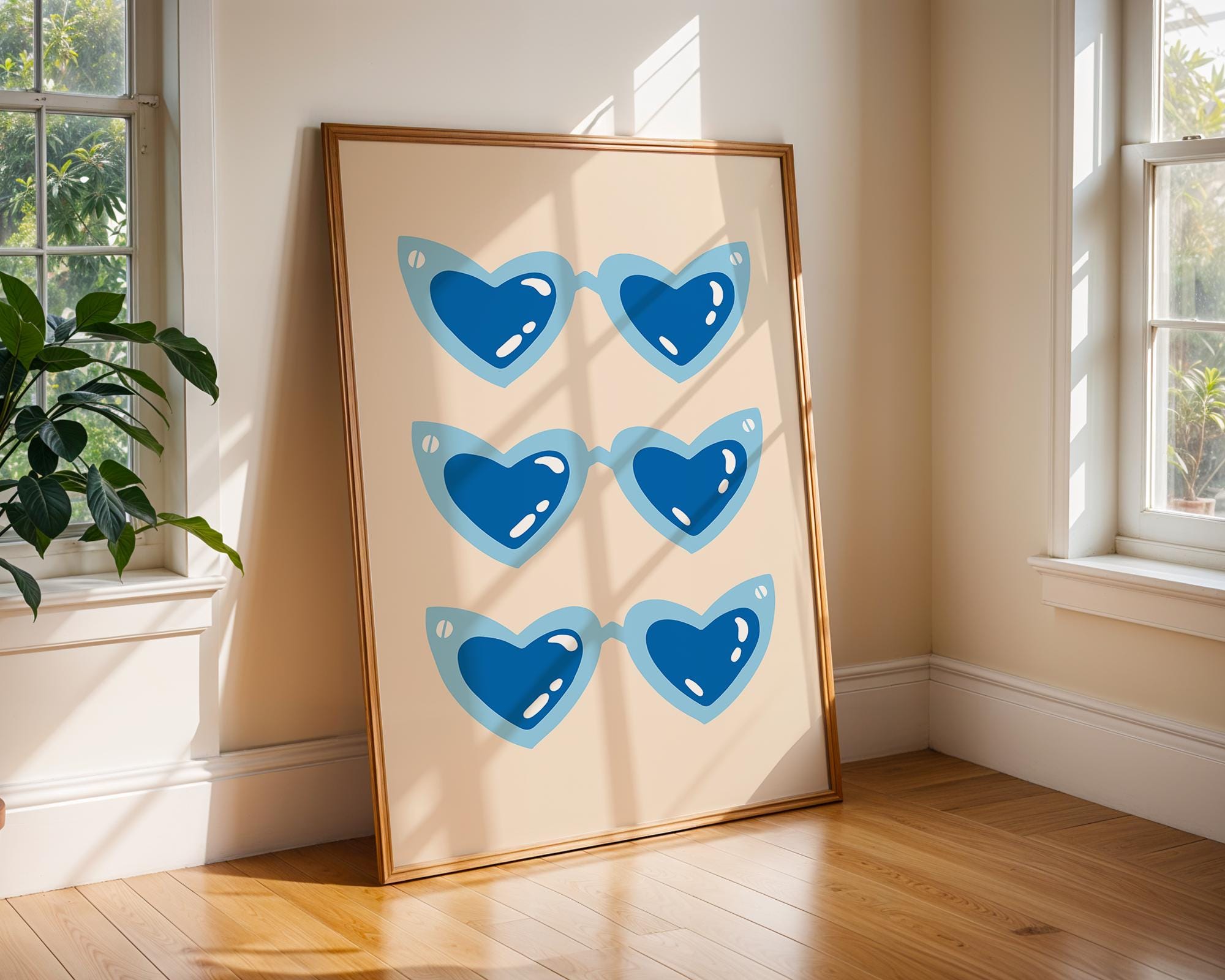 Blue Heart Sunglasses Print | Retro Pop Art Poster wall art print, modern home decor, unframed artwork by Nomad & Nest