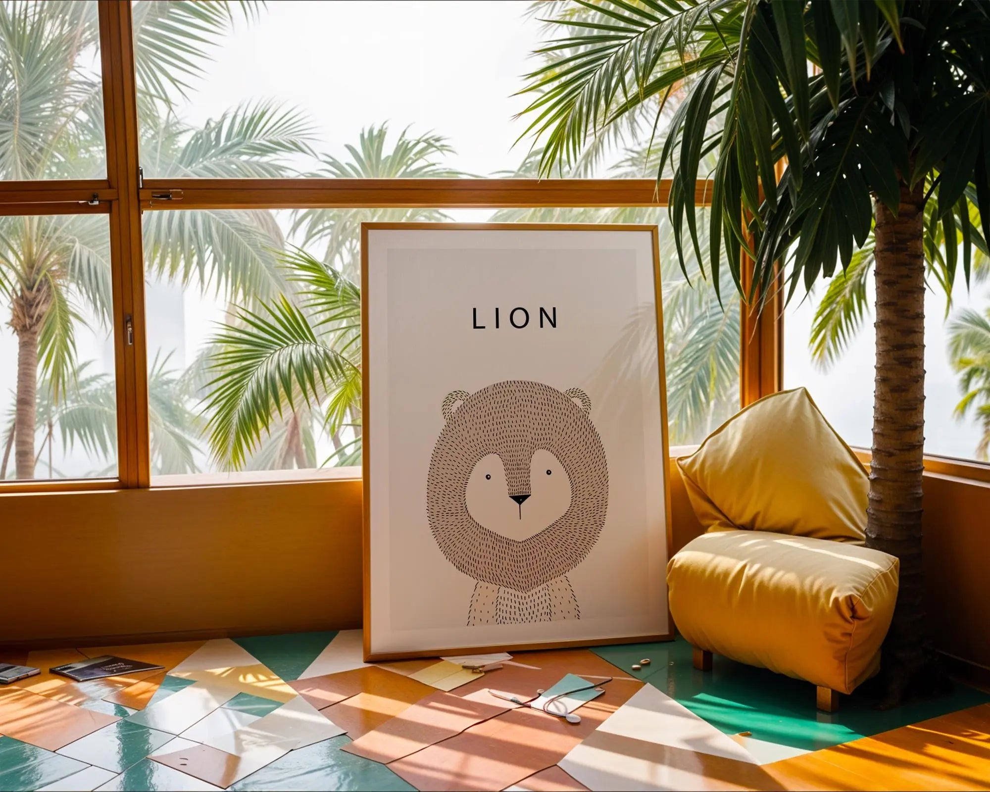 Lion Nursery Art Print | Scandinavian Kids Room Decor wall art print, modern home decor, unframed artwork by Nomad & Nest
