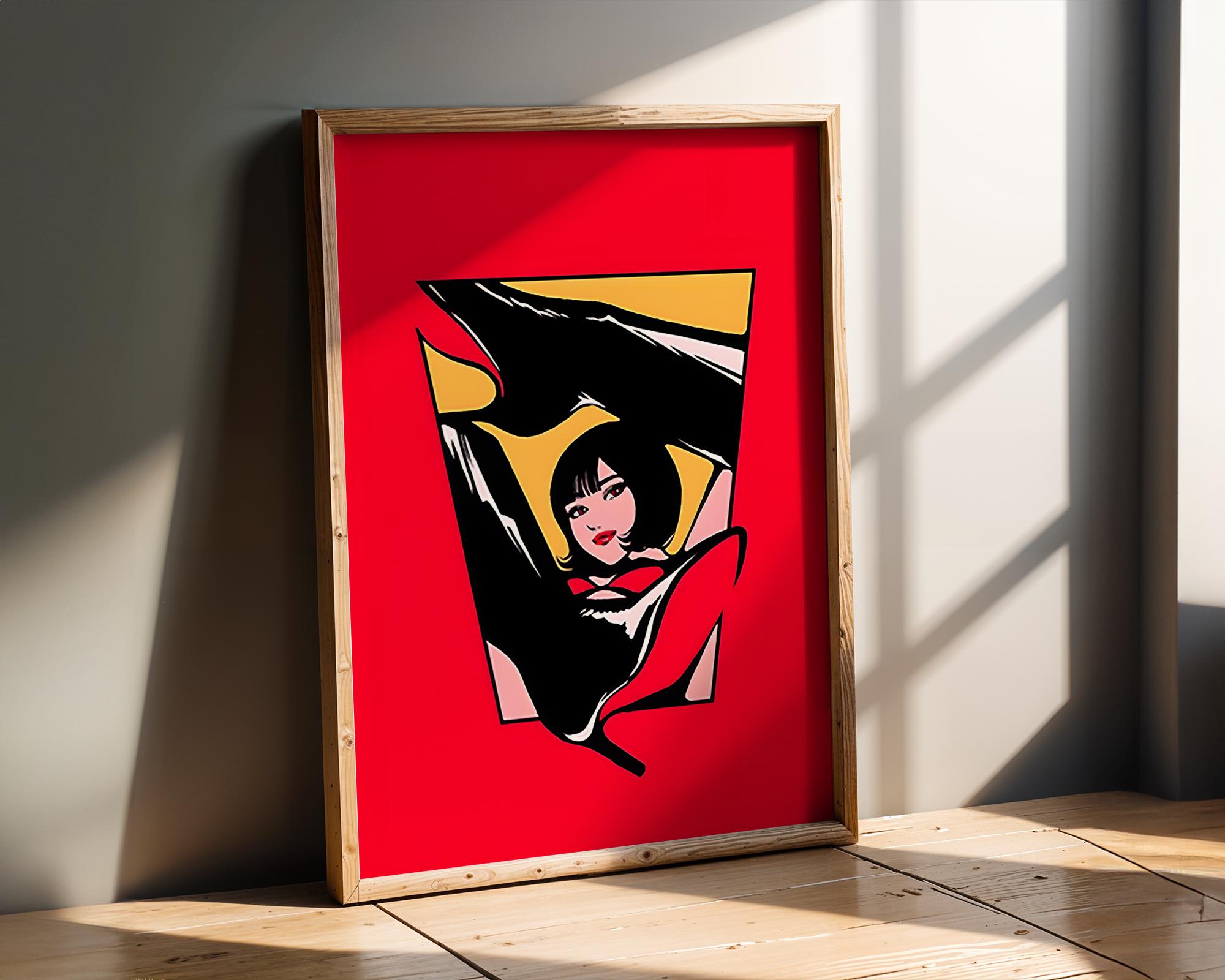 Modern Pop Art | Red  Woman Print | Retro Pin-Up Girl Illustration wall art print, modern home decor, unframed artwork by Nomad & Nest