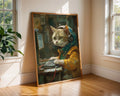 Gamer Cat Print | Lo-Fi Kitten Programmer Wall Art | Digital Art Cyberpunk Cat Poster | Cute Geeky Animal Office Decor | Boys Room Poster wall art print, modern home decor, unframed artwork by Nomad & Nest