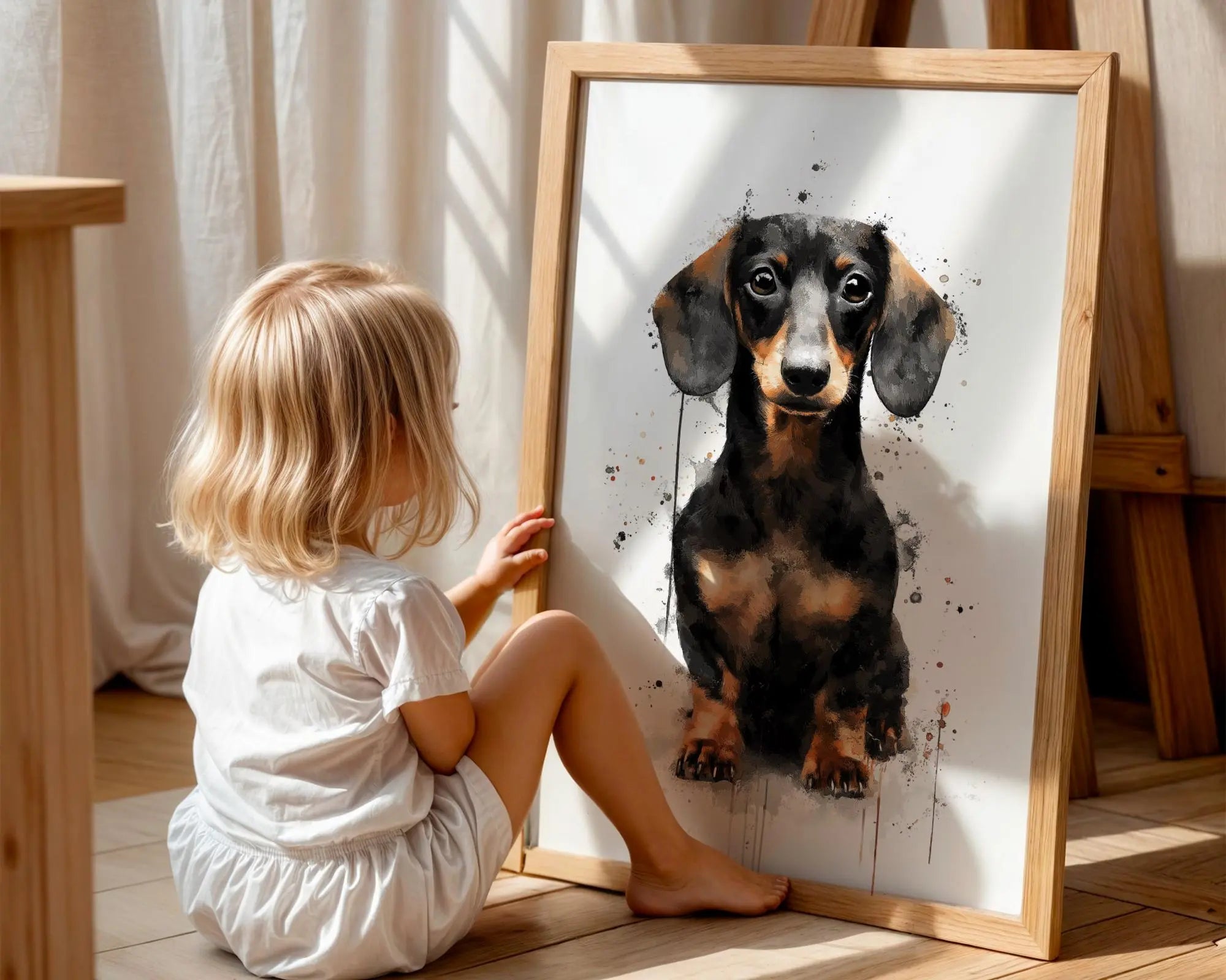 Dachshund Watercolor Print | Sausage Dog Portrait, Modern Puppy Wall Art wall art print, modern home decor, unframed artwork by Nomad & Nest