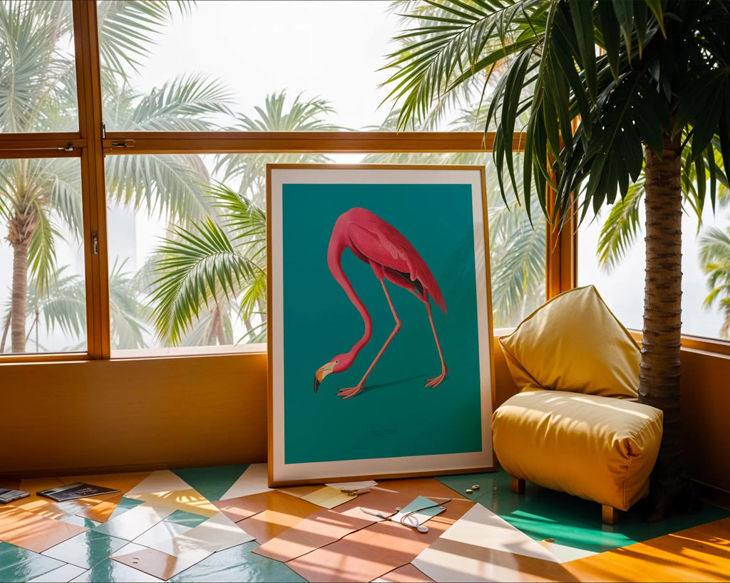 Pink Flamingo Art Print | Modern Tropical Bird Illustration wall art print, modern home decor, unframed artwork by Nomad & Nest