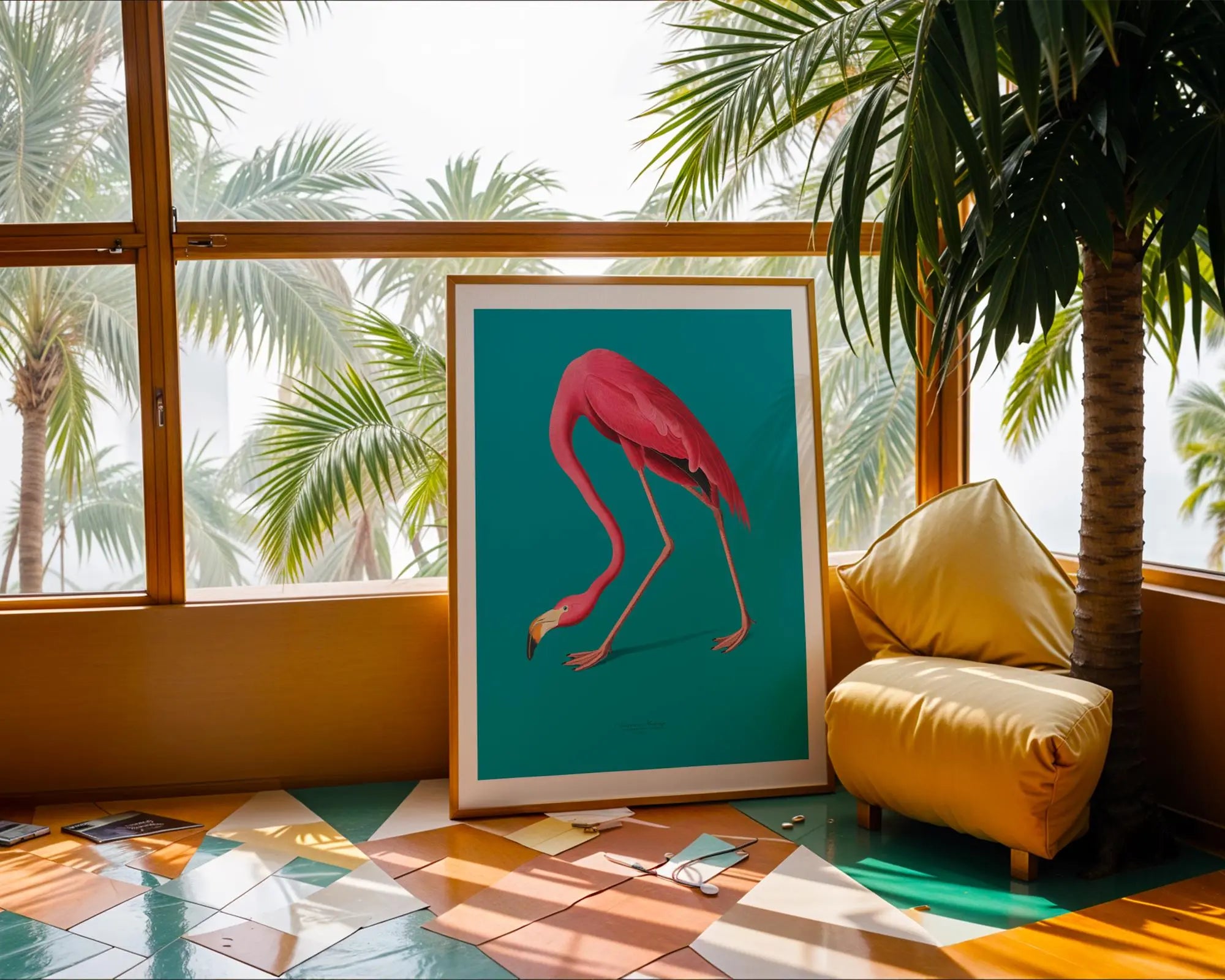 Pink Flamingo Art Print | Modern Tropical Bird Illustration wall art print, modern home decor, unframed artwork by Nomad & Nest