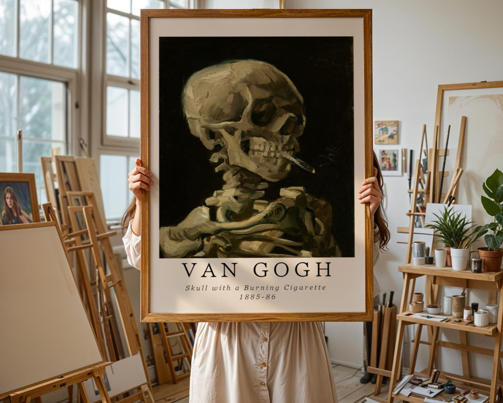 Van Gogh Print | Skull with Burning Cigarette - Gothic Vintage Poster wall art print, modern home decor, unframed artwork by Nomad & Nest