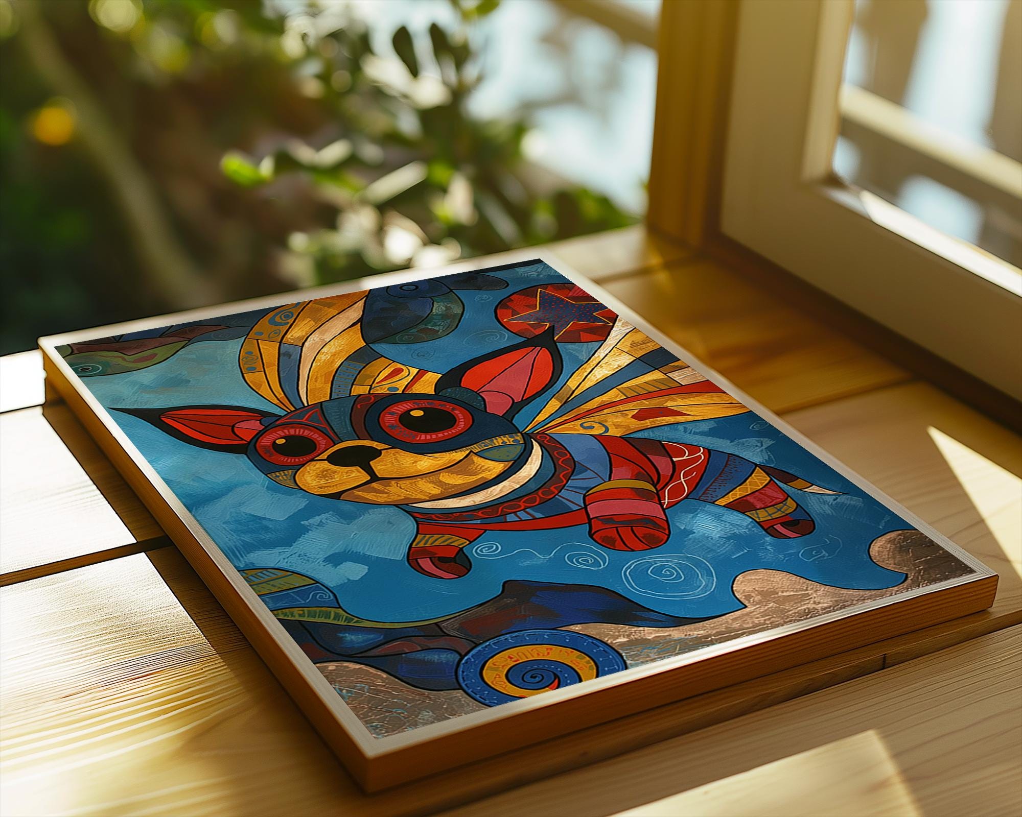 Abstract Chihuahua Print | Colourful Geometric Dog Art, Kids Room Decor wall art print, modern home decor, unframed artwork by Nomad & Nest