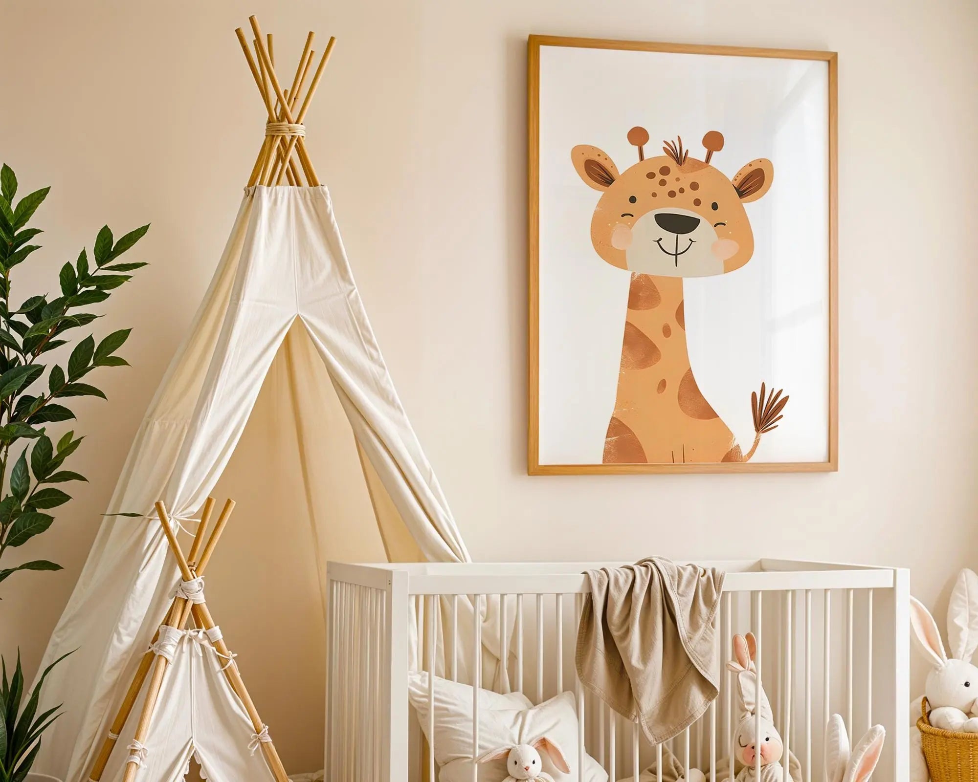 Playroom Ideas | Happy Giraffe Nursery Wall Art | Safari Animal Baby Print wall art print, modern home decor, unframed artwork by Nomad & Nest