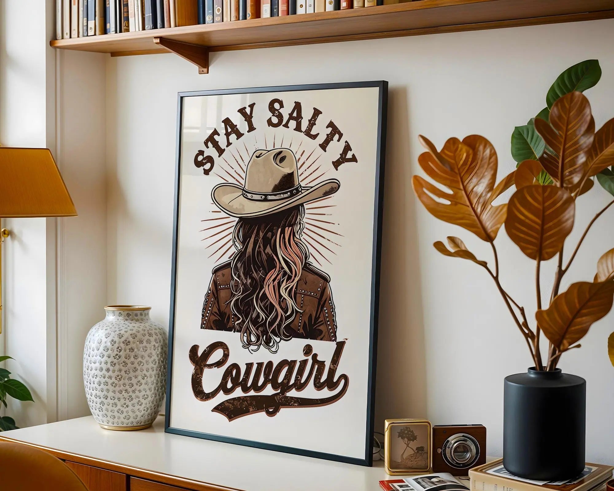 Stay Salty Cowgirl Print – Western Coastal Wall Art wall art print, modern home decor, unframed artwork by Nomad & Nest