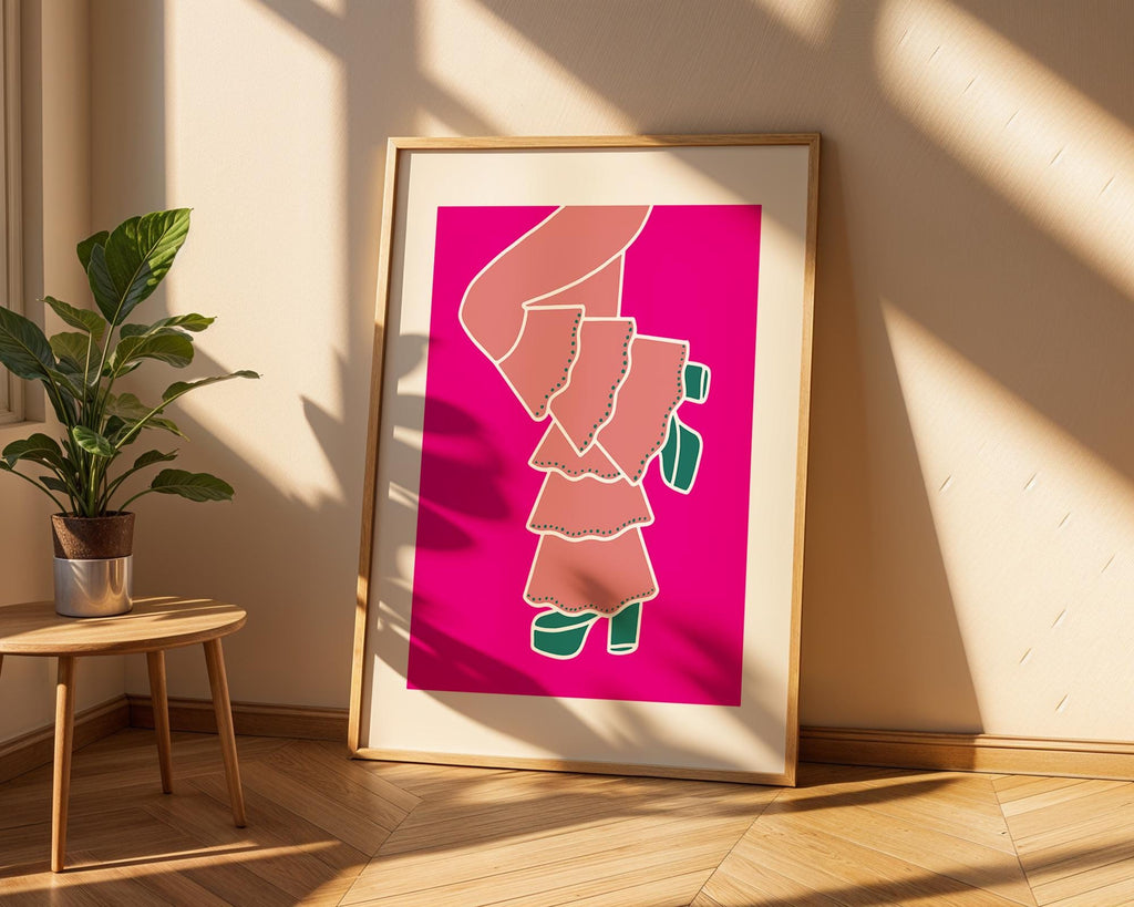 Pink Platform Heels Art Print | 70s Fashion Poster wall art print, modern home decor, unframed artwork by Nomad & Nest