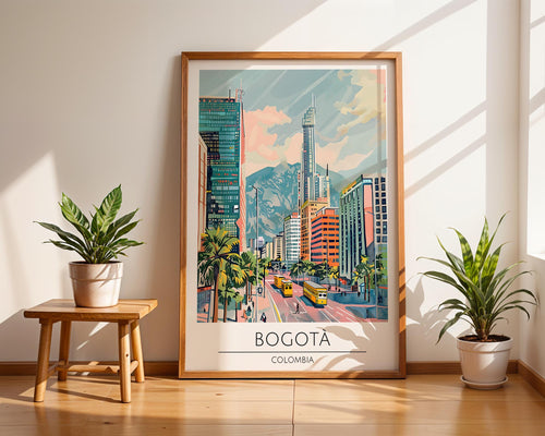Bogotá Colombia Travel Poster | Modern Cityscape Wall Art wall art print, modern home decor, unframed artwork by Nomad & Nest
