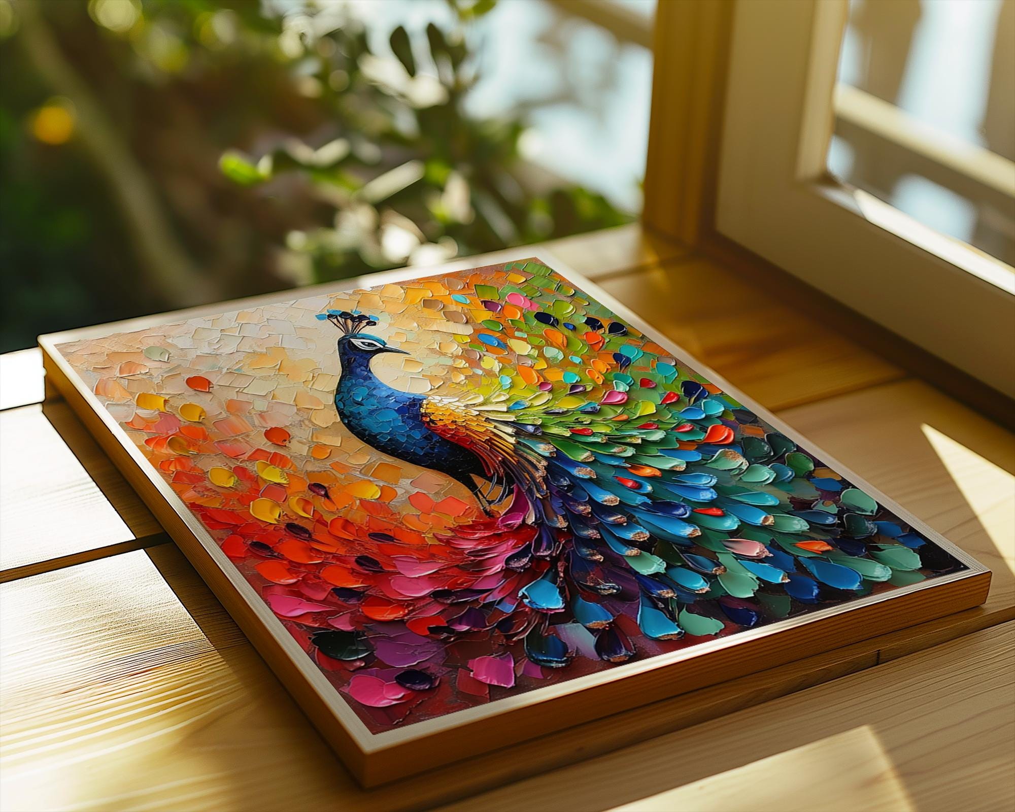 Colourful Prints | Peacock Print |  Textured Wall Art, Boho Home Decor wall art print, modern home decor, unframed artwork by Nomad & Nest