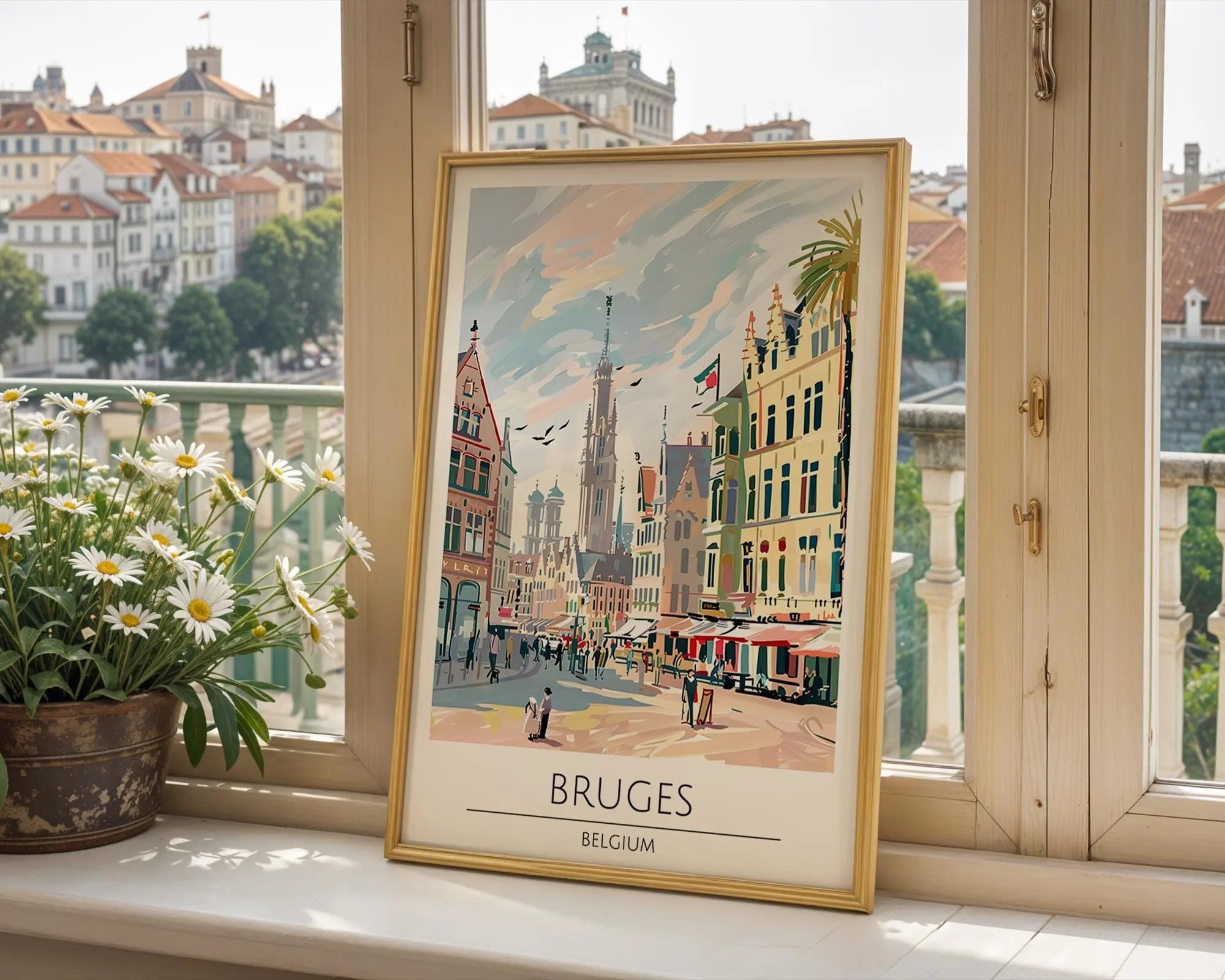 Bruges Belgium Travel Poster | European Architecture Print wall art print, modern home decor, unframed artwork by Nomad & Nest
