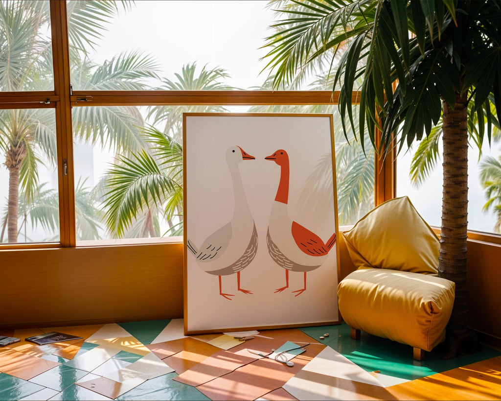 Geese Art Print | Scandinavian Nursery Decor, Bird Poster wall art print, modern home decor, unframed artwork by Nomad & Nest