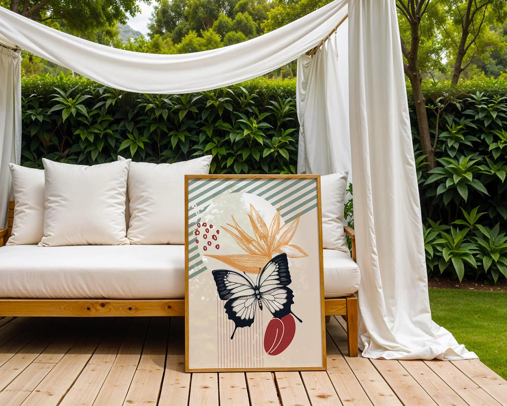 Butterfly Botanical Art Print | Vintage Tropical Insect Poster wall art print, modern home decor, unframed artwork by Nomad & Nest