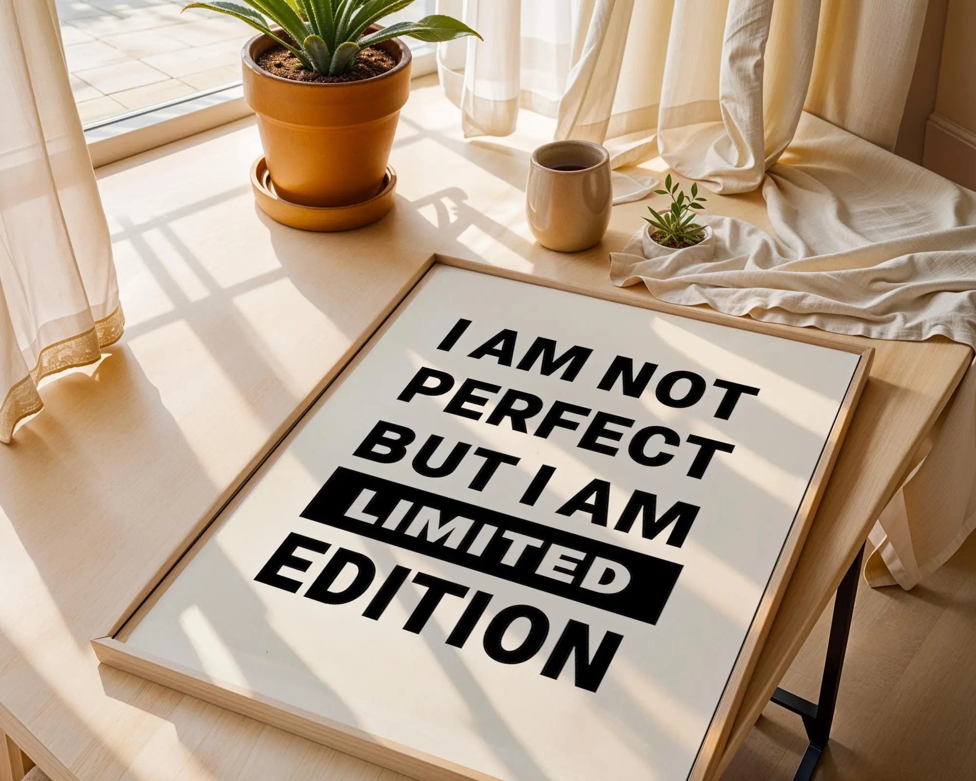 Positive Emotion | I Am Not Perfect Limited Edition Wall Art | Bold Typography Quote | Confident Statement Decor | Modern Minimal Print wall art print, modern home decor, unframed artwork by Nomad & Nest