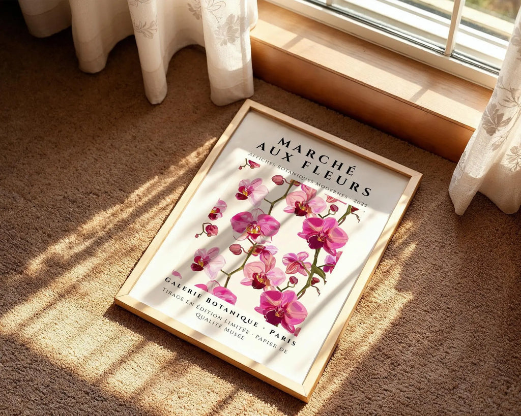 Pink Orchid Botanical Art Print | Marché aux Fleurs Poster wall art print, modern home decor, unframed artwork by Nomad & Nest