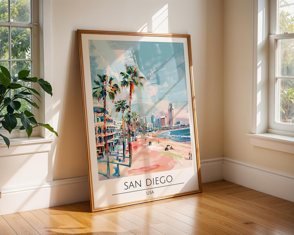 San Diego Skyline Art Print | California Beach Travel Poster wall art print, modern home decor, unframed artwork by Nomad & Nest