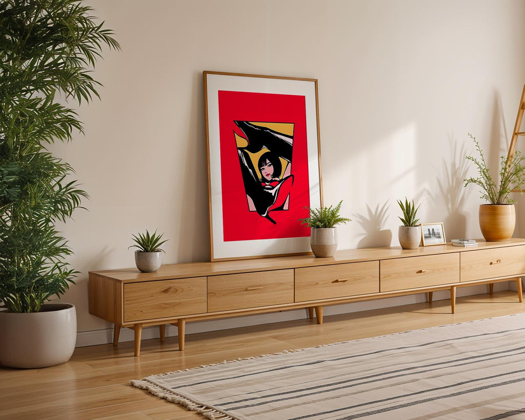 Modern Pop Art | Red  Woman Print | Retro Pin-Up Girl Illustration wall art print, modern home decor, unframed artwork by Nomad & Nest