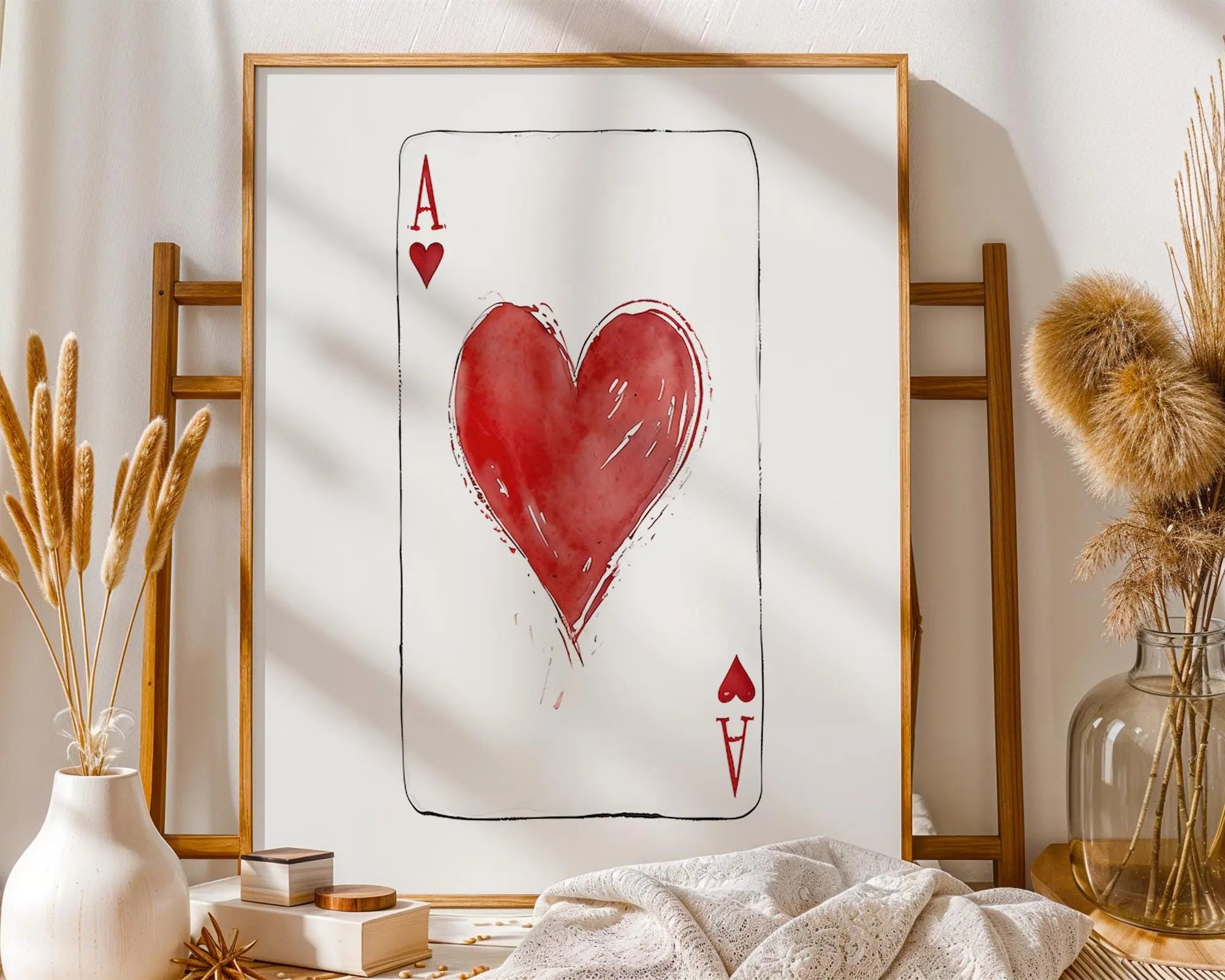 Ace of Hearts Art Print | Minimalist Love Illustration wall art print, modern home decor, unframed artwork by Nomad & Nest