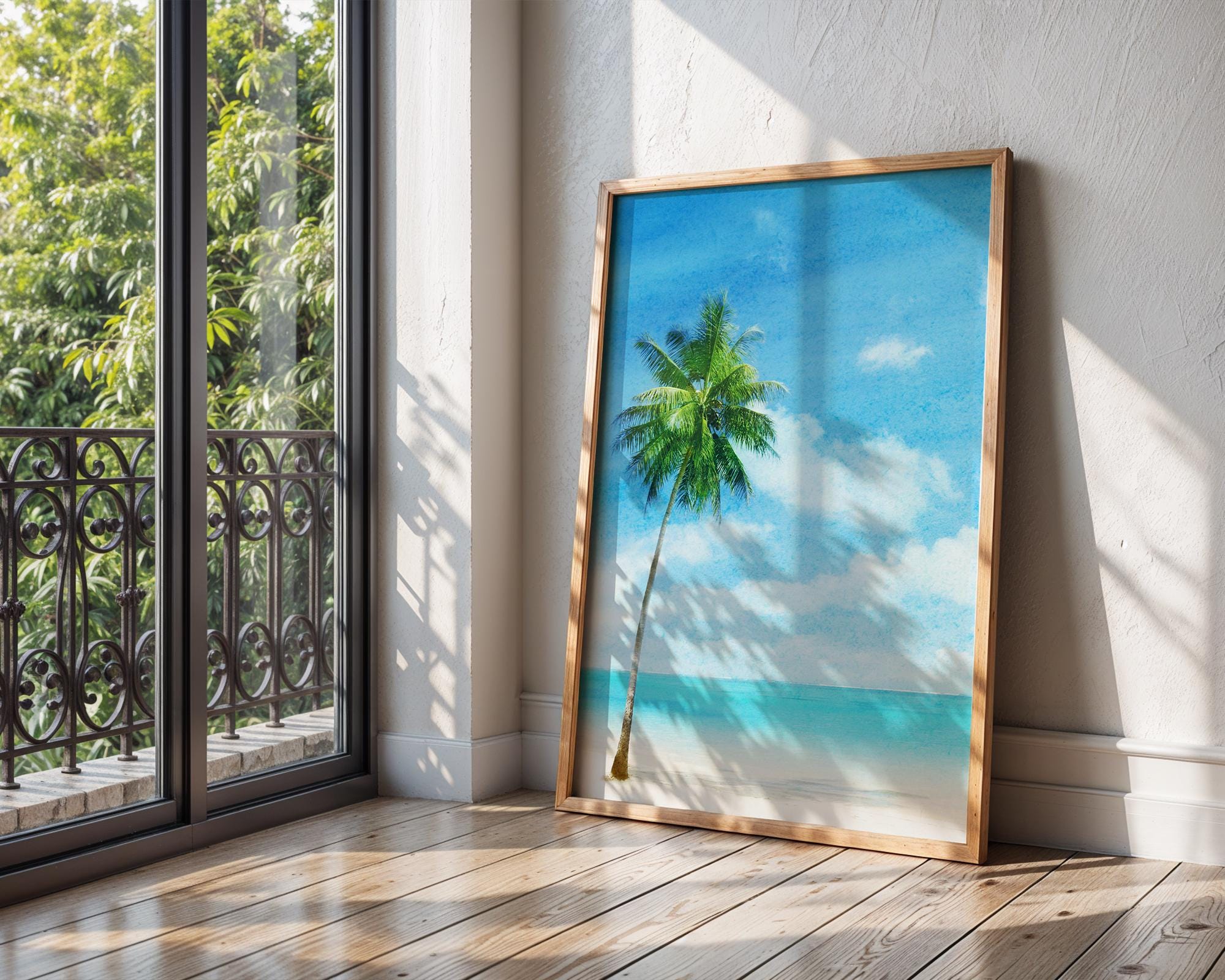 Colourful Prints | Tropical Palm Tree Beach Print • Coastal Summer Wall Art wall art print, modern home decor, unframed artwork by Nomad & Nest