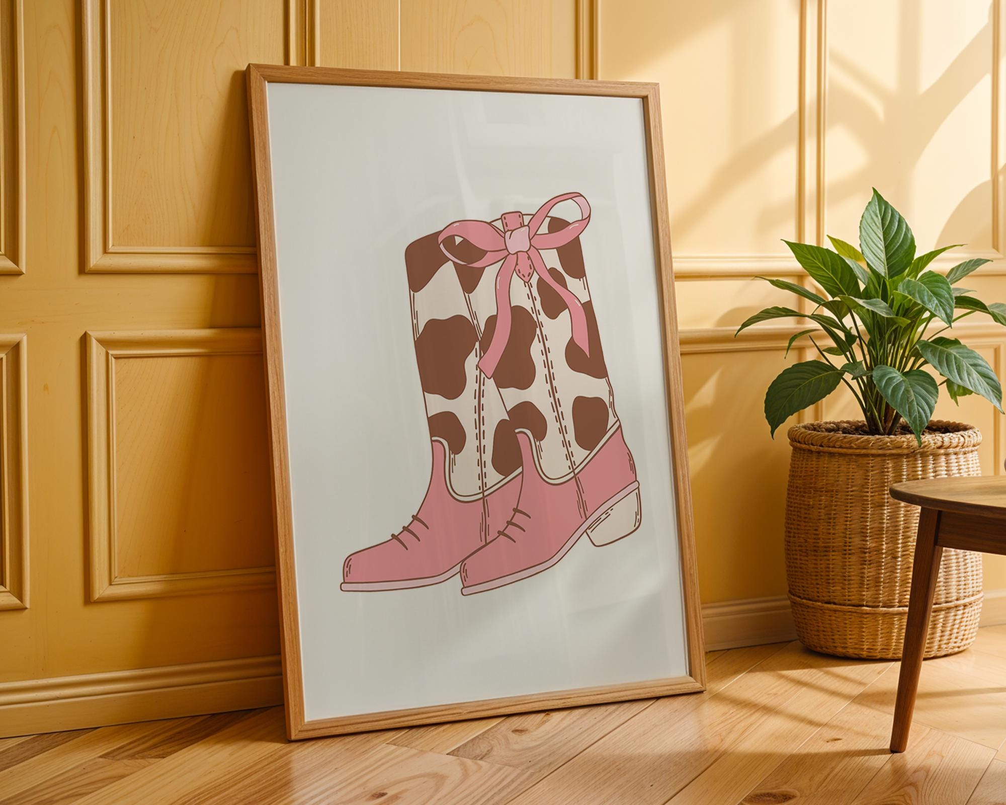 Pink Cowgirl Boots Print | Girly Western Wall Art wall art print, modern home decor, unframed artwork by Nomad & Nest