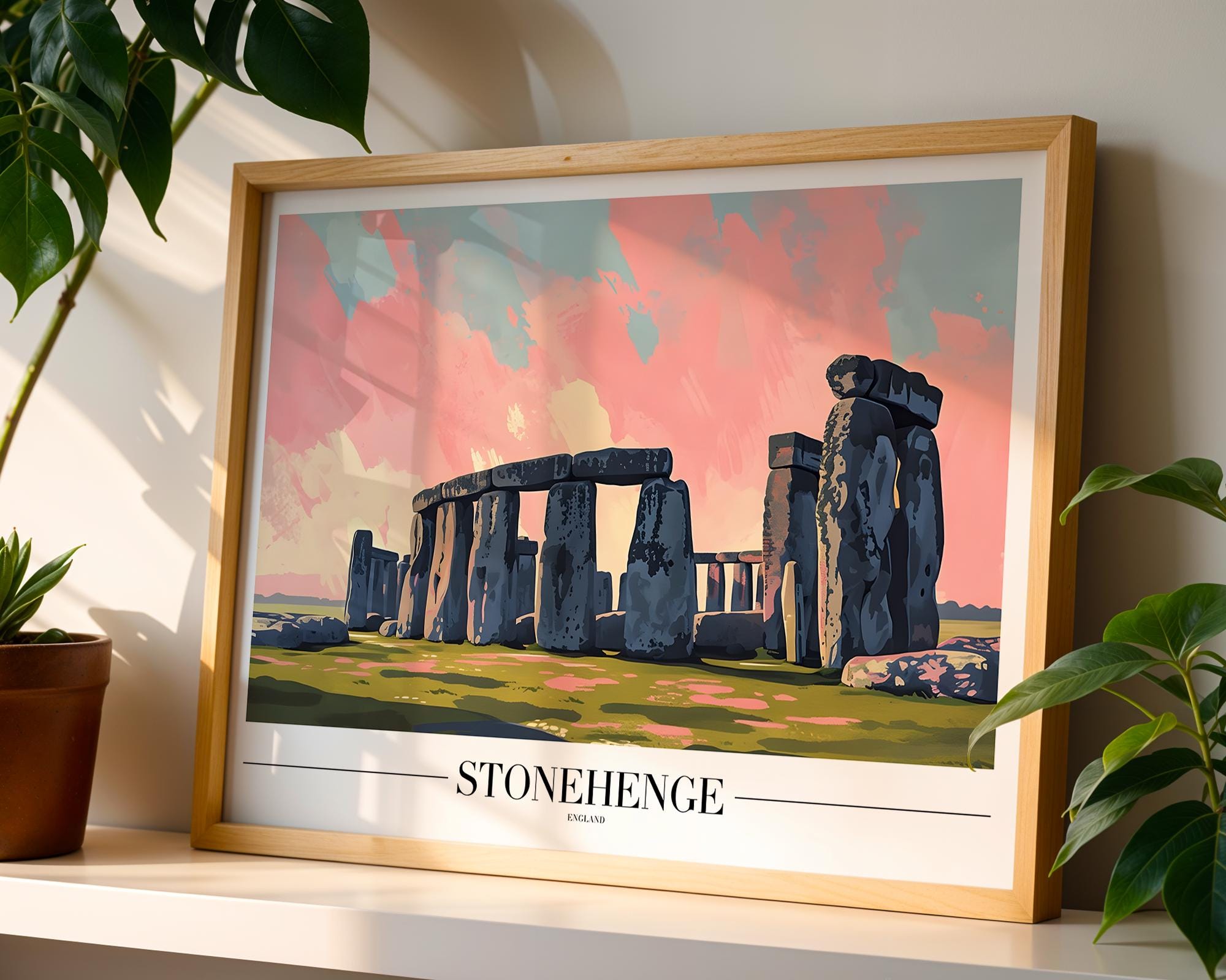 Stonehenge Travel Poster | Mystical British Landmark Wall Art wall art print, modern home decor, unframed artwork by Nomad & Nest