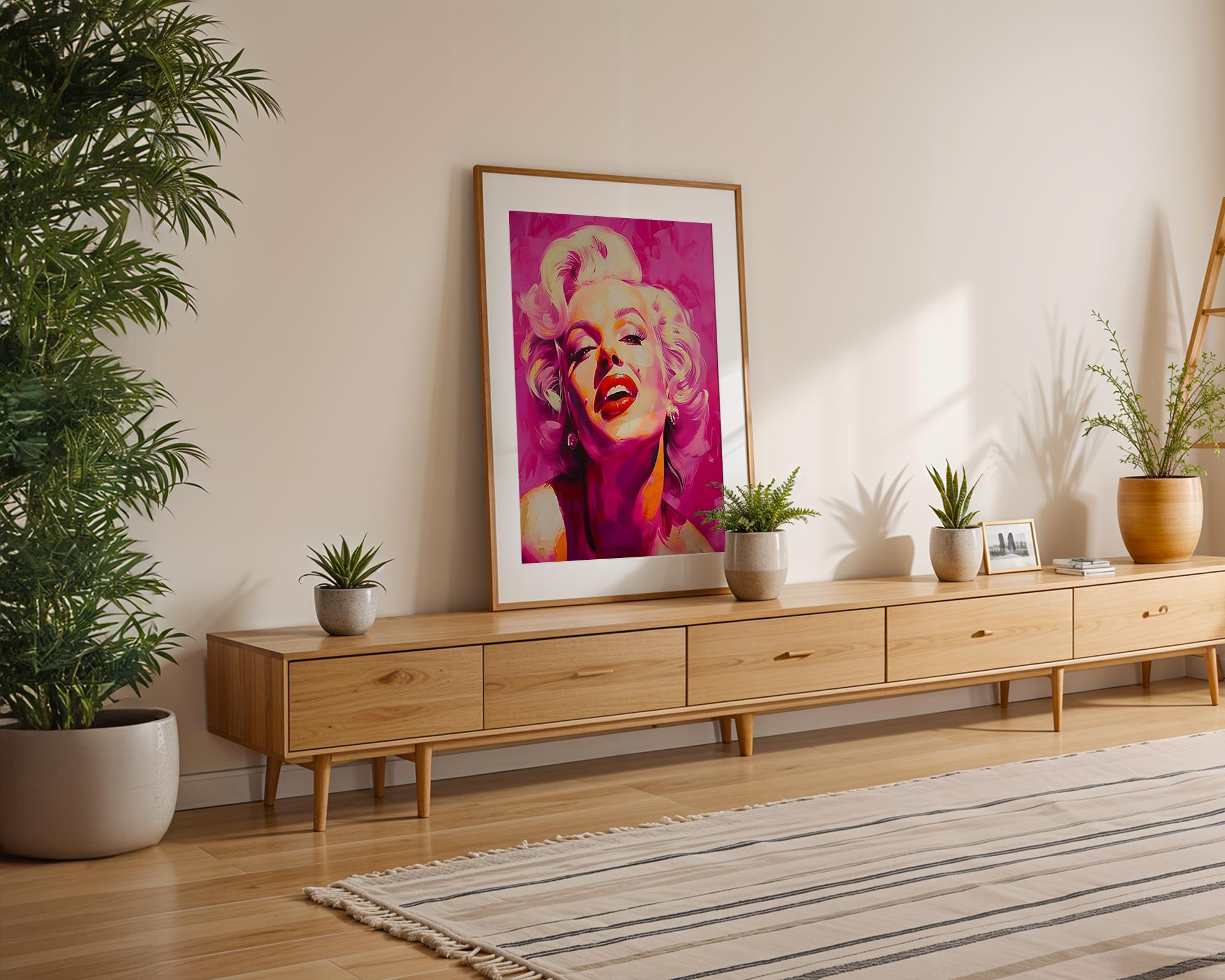 Modern Pop Art | Marilyn Monroe  Print | Glamorous Pink Hollywood Portrait wall art print, modern home decor, unframed artwork by Nomad & Nest