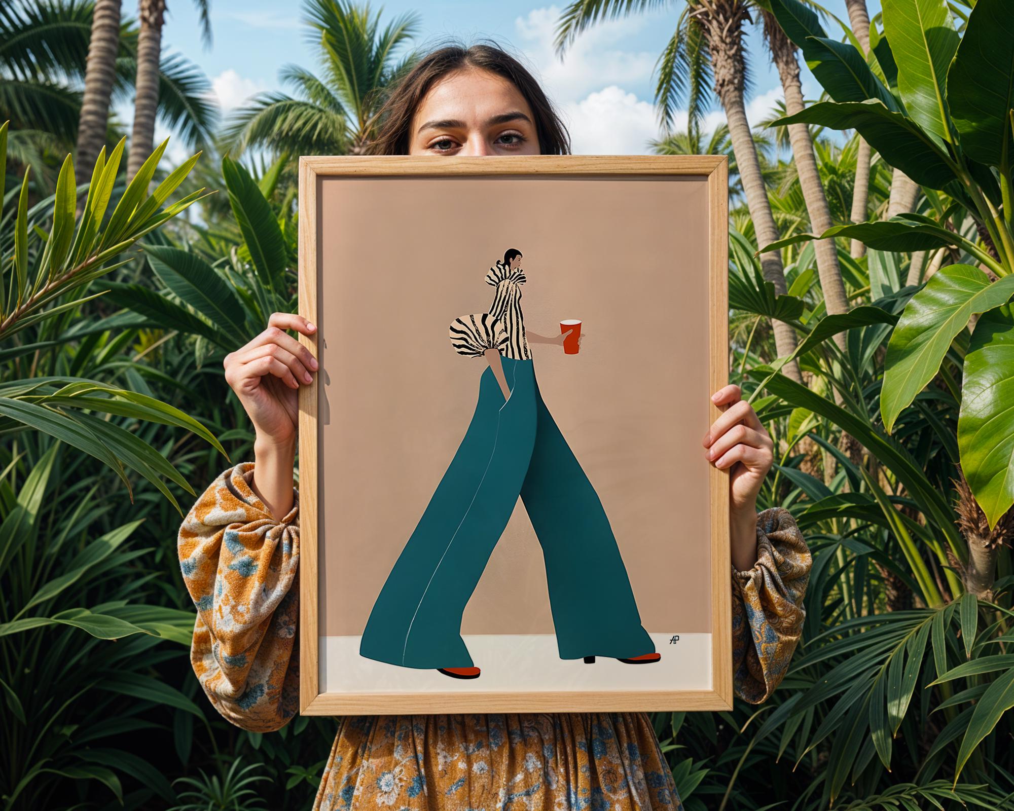 Zebra Blouse Woman Art Print | Modern Illustration Decor wall art print, modern home decor, unframed artwork by Nomad & Nest