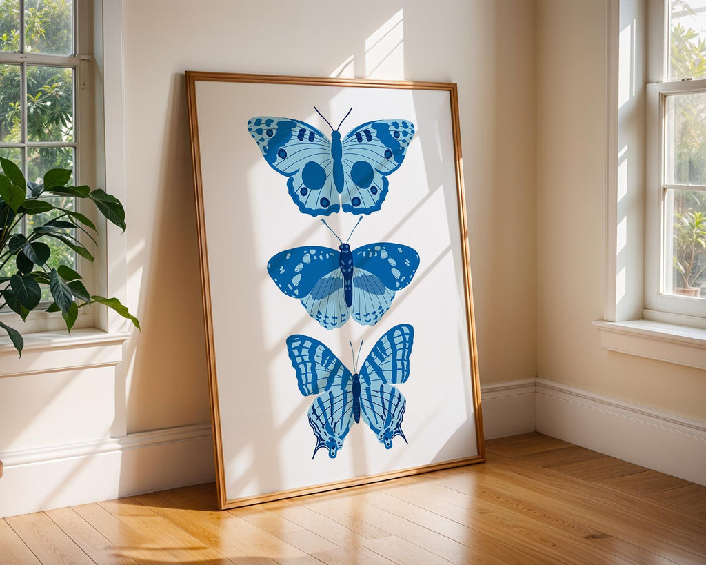 Blue Butterfly Print Set | Scandinavian Insect Wall Art wall art print, modern home decor, unframed artwork by Nomad & Nest