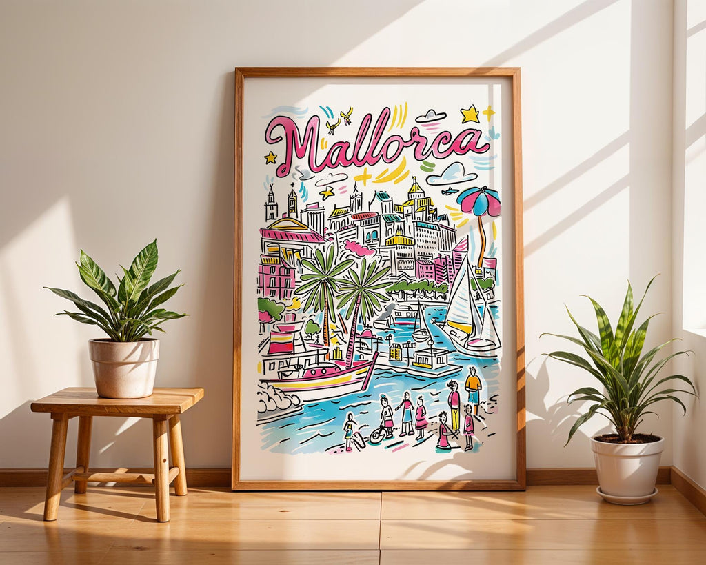 Mallorca Travel Poster | Balearic Islands Mediterranean Art Print wall art print, modern home decor, unframed artwork by Nomad & Nest