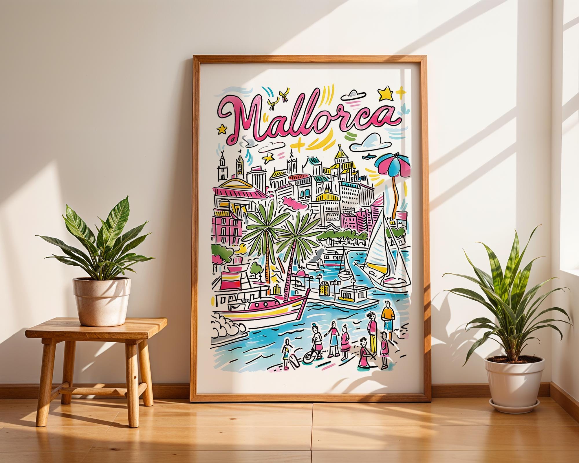 Mallorca Travel Poster | Balearic Islands Mediterranean Art Print wall art print, modern home decor, unframed artwork by Nomad & Nest