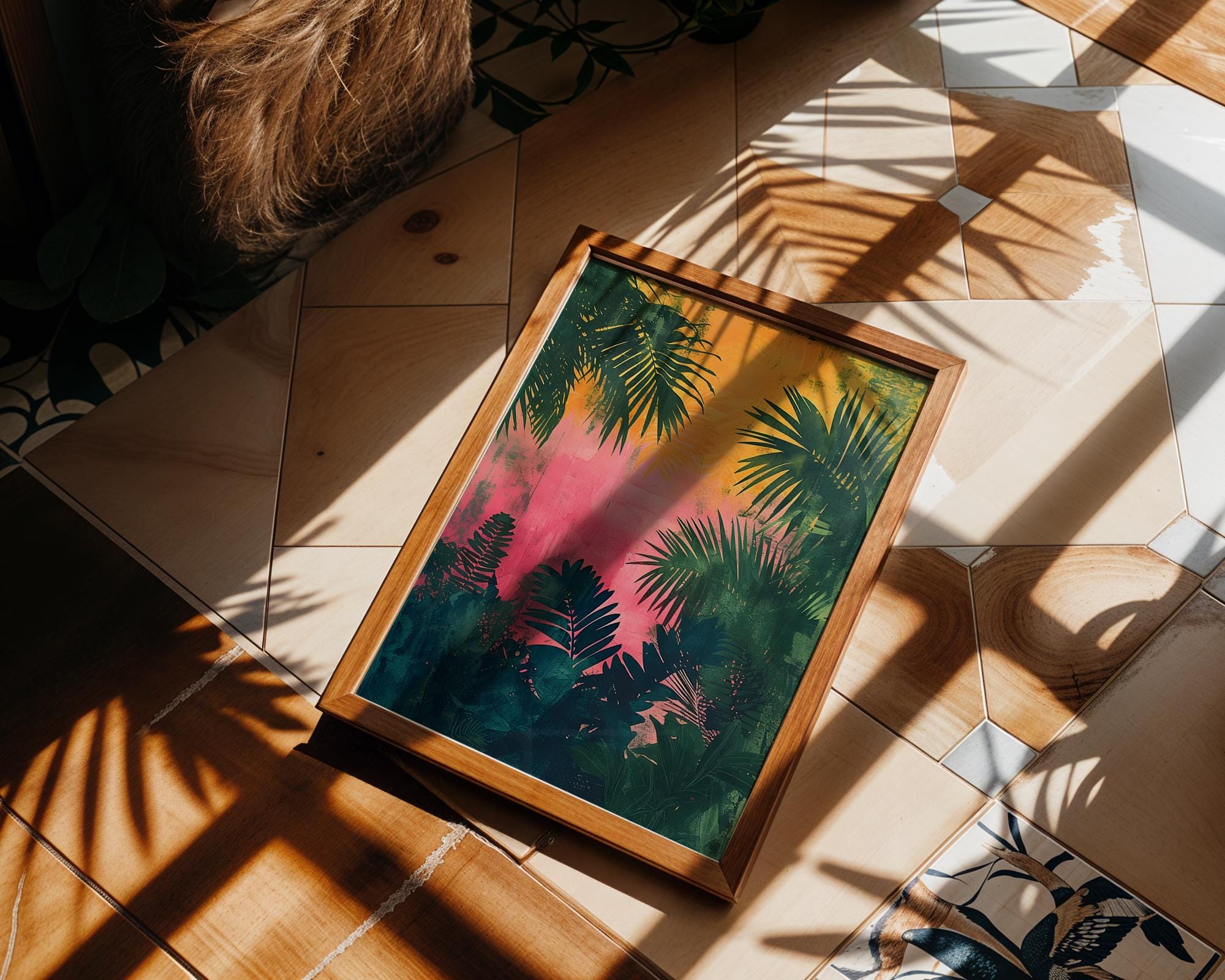 Modern Pop Art | Tropical Palm Leaf  Print | Psychedelic Sunset Jungle Decor wall art print, modern home decor, unframed artwork by Nomad & Nest
